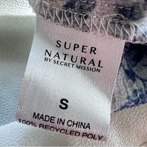 Revolve Super Natural by Secret Mission Blue Floral Chiffon Ruffle Peasant Dress - Picture 7 of 11